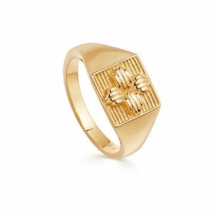 Missoma x Lucy Williams Gold Ridge Cross Signet Ring